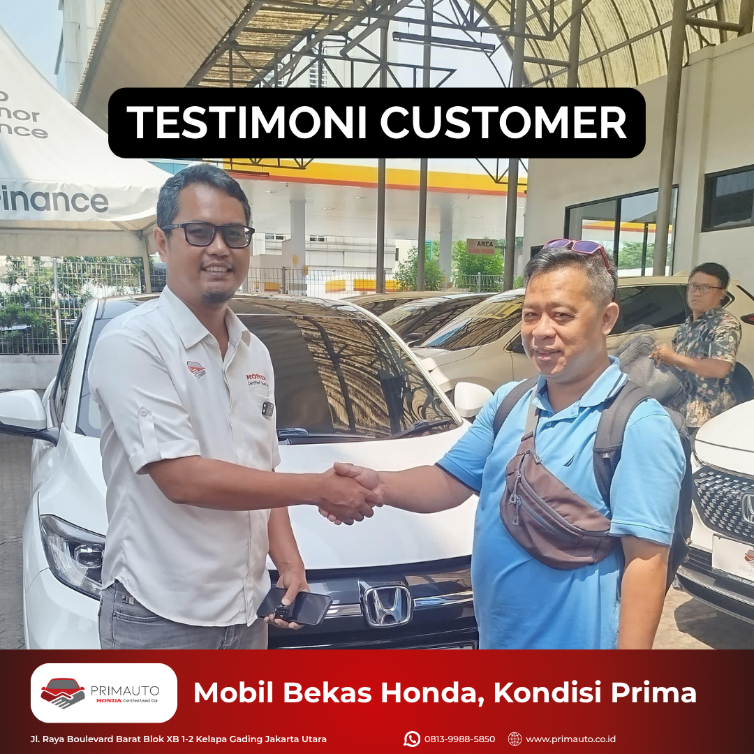 Terima kasih Pak Budi atas kepercayaannya memilih PRIMAUTO! 🙏
Selamat atas mobil barunya, Honda HR-V 🤝
Semoga perjalanan Bapak selalu aman, nyaman, dan menyenangkan bersama mobil impian 🚘✨

Cari mobil bekas berkualitas & proses mudah seperti Pak Budi?
Langsung ke PRIMAUTO aja!