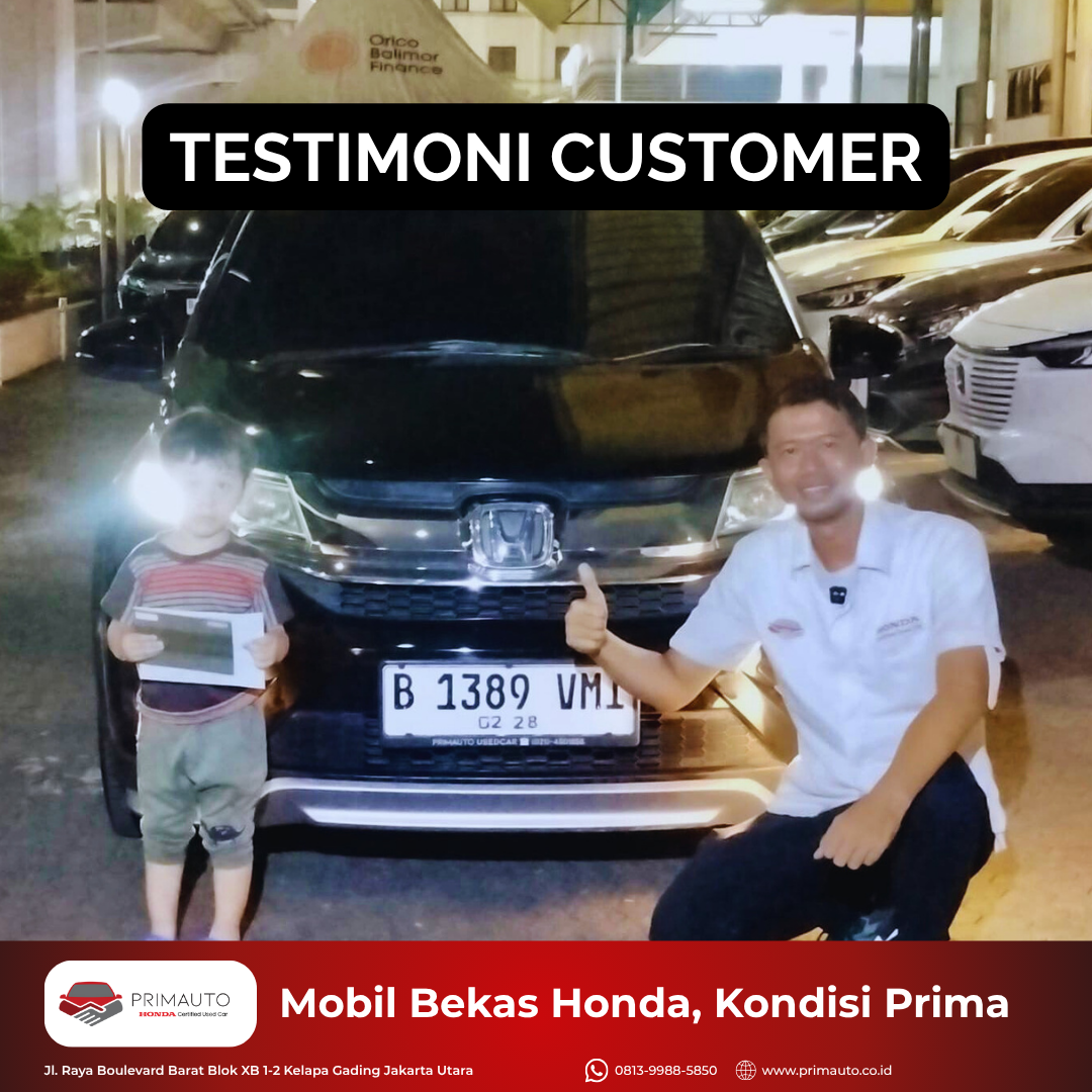 Terima kasih Pak Alif atas kepercayaannya memilih PRIMAUTO! 🙏
Selamat atas mobil barunya, Honda BR-V 🤝
Semoga perjalanan Pak Alif selalu aman, nyaman, dan menyenangkan bersama mobil impian 🚘✨

Cari mobil bekas berkualitas & proses mudah seperti Pak Alif?
Langsung ke PRIMAUTO aja!